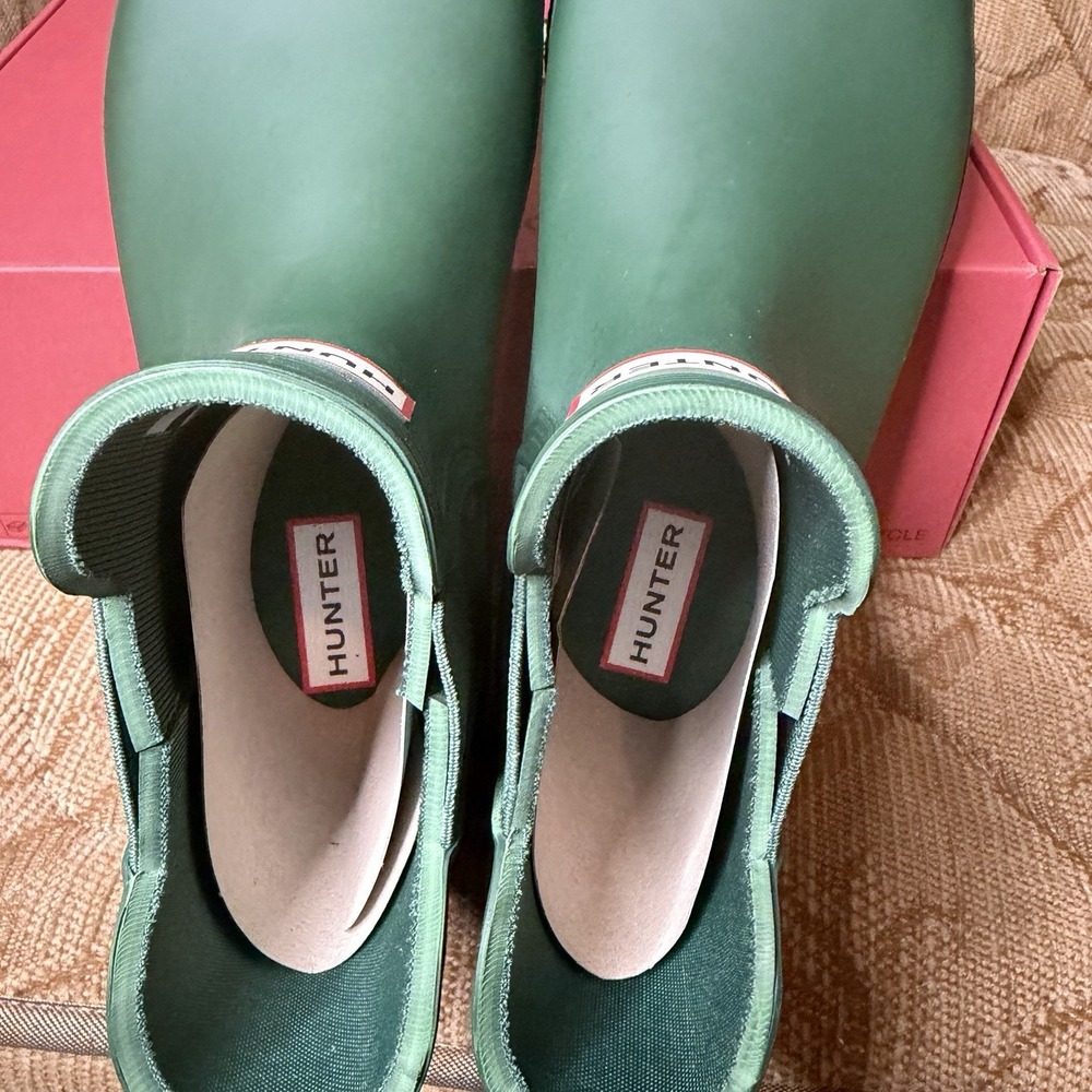 Hunter Original Chelsea Rain Green Boots Women's Waterproof Comfort Size 7 - Picture 8 of 9